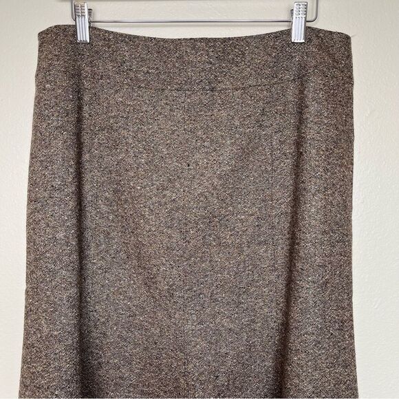 Vintage Talbots Wool Silk Tweed Flare Skirt Peplum Jacket Set Brown Womens 12 - Picture 12 of 16
